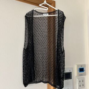 ベスト メッシュ 黒 レディース