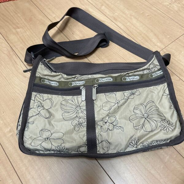 レスポートサック ショルダーバッグ 花柄 ベージュ