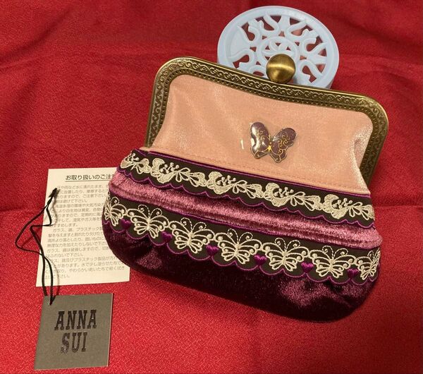 【新品・未使用】ANNA SUI アナスイ ポーチ がまぐち ベロア ラメ