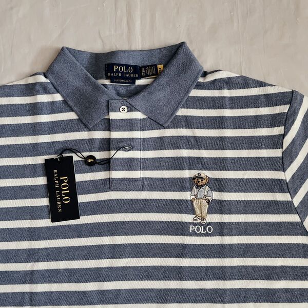 ポロラルフローレン ポロベア 半袖ポロシャツ ボーダー ブルー POLO RALPH LAUREN XLサイズ ユニセックス