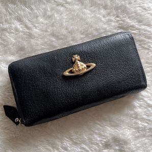 ヴィヴィアンウエストウッド Vivienne Westwood ラウンドファスナー長財布 長財布 レザー ブラック オーブ 金 黒