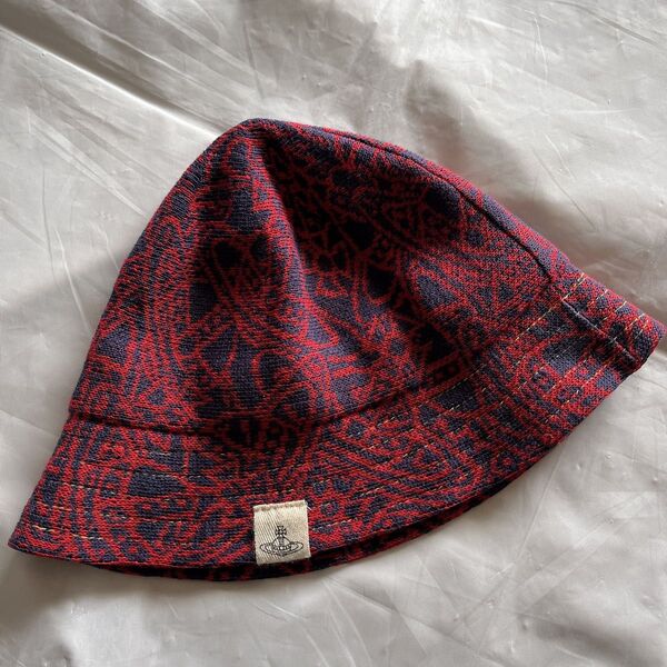バケットハット ヴィヴィアンウエストウッド VivienneWestwood 帽子 HAT オーブ 総柄 レッド ネイビー