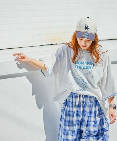 ニコアンド niko and...メイクスタッフてぃらアソートサマーTシャツブルー新品未使用タグ付き 半袖Tシャツ Tシャツ
