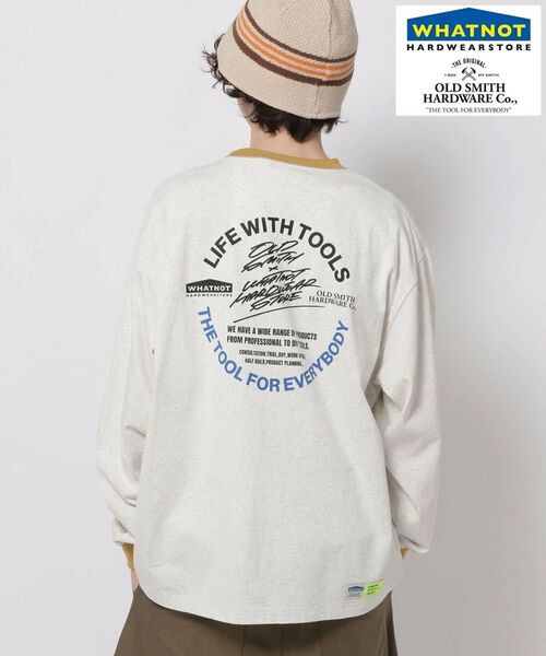 ニコアンドniko and...【OLDSMITH×WHATNOT】コラボ ロングスリーブTシャツライトグレーL ロンT長袖T