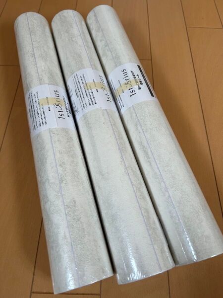 【新品3本】40cm×10mコンクリート調 厚手壁紙シール アンティークホワイト