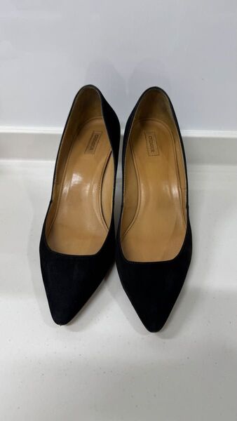 CHEMBUR チェンバー パンプス ブラック 37.5サイズ 24cmくらい Made in Japan 7cmヒールスエード