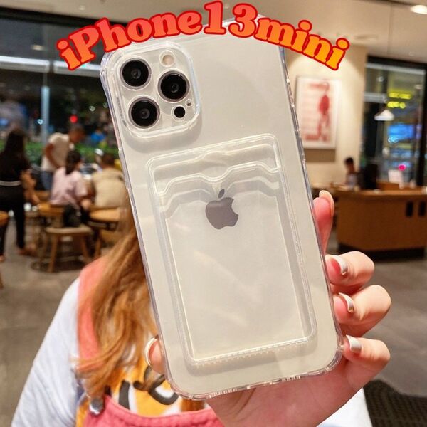 iPhone13mini ケース カード入れ 推し活 写真 クリア 透明 スマホ カバー プリクラ 収納 ポケット 韓国 スマホ