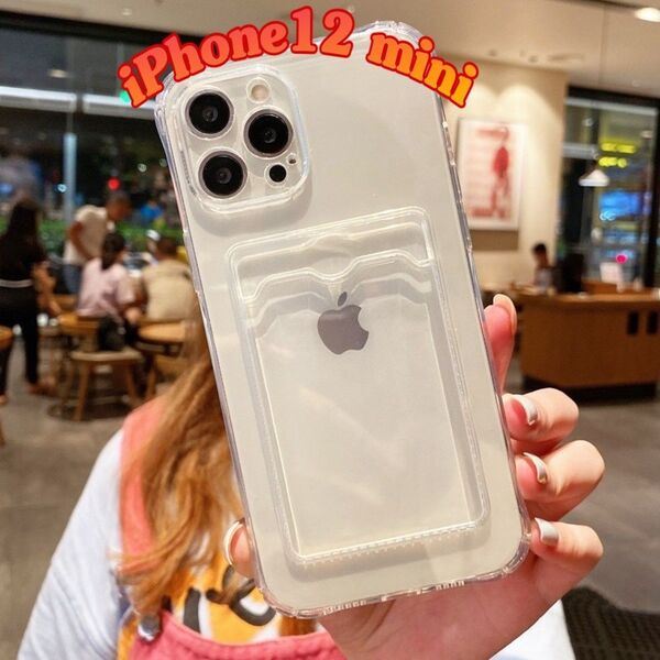 iPhone12mini ケース カード入れ 推し活 写真 クリア 透明 スマホ カバー プリクラ 収納 ポケット スマホケース