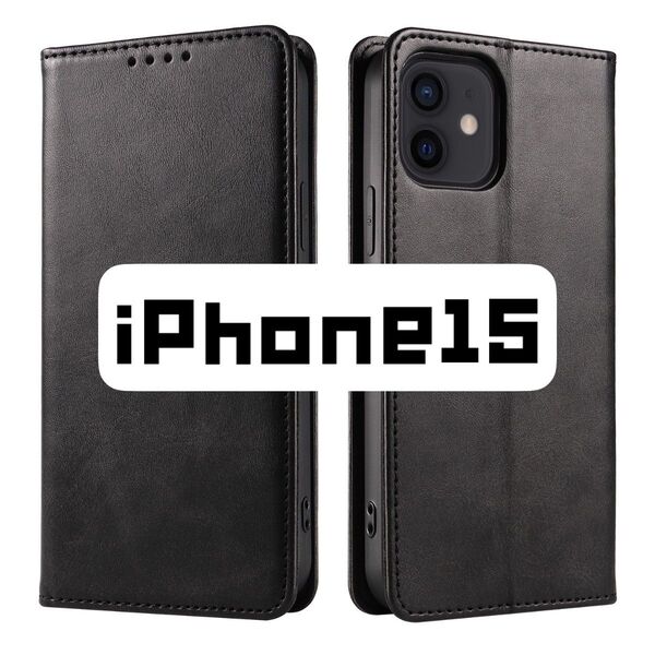 iphone15 ケース 手帳型 ブラック 黒 iPhone スマホ カバー カード 収納 アイフォン レザー 手帳型カバー