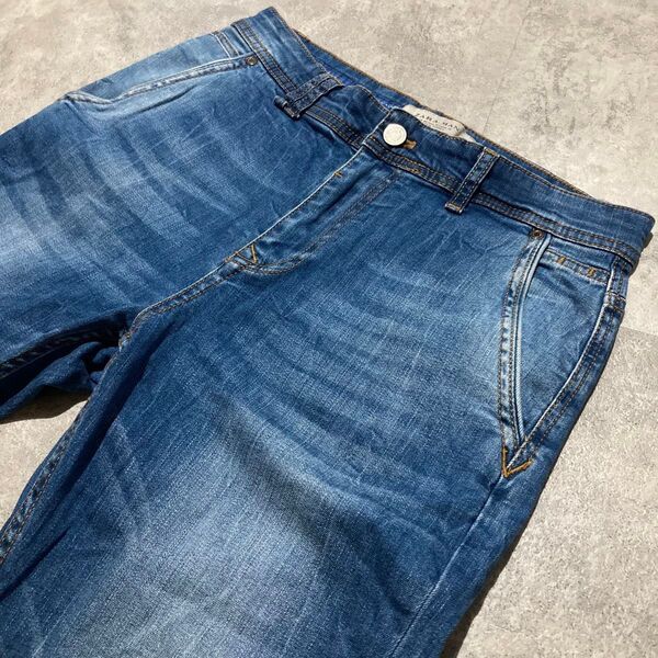 【ZARA MAN】ザラ マン ストレッチ アンクル丈 スキニーデニムパンツ USA30 ブルー ヴィンテージ加工 テーパード