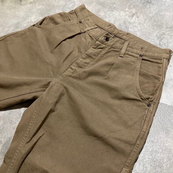 【Johnbull】ジョンブル ワンタック コットンワークパンツ Mサイズ カーキ 日本製 ワンサイドポケット カーゴパンツ