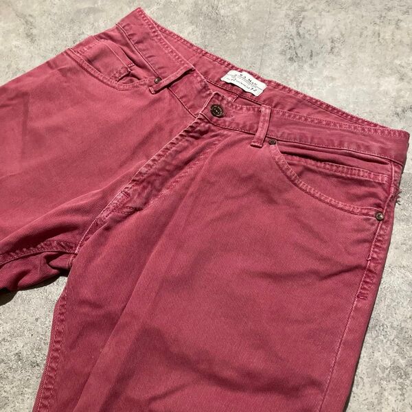 【ZARA MAN】ザラ マン ストレッチ テーパード カラーデニムパンツ USA32 ピンク ヴィンテージ加工 ジーンズ