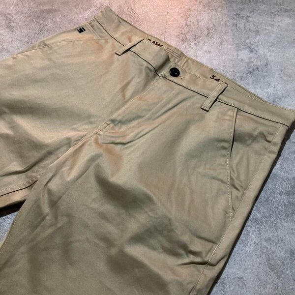 【G-STAR RAW】ジースターロウ Slim Chino スリムチノパンツ 34インチ ベージュ 弱ストレッチ ワークパンツ