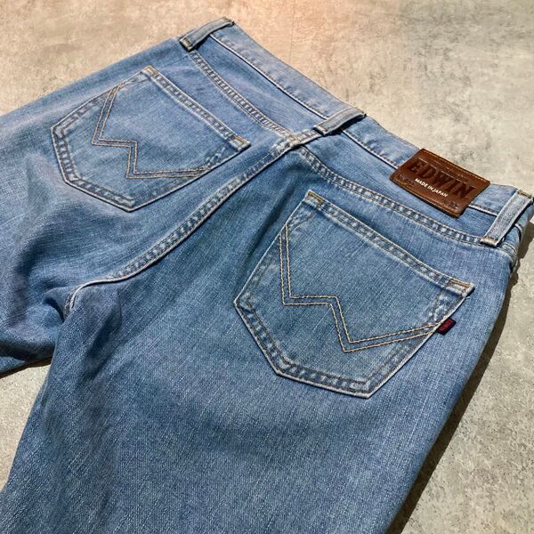 【EDWIN】エドウィン 402 ストレートデニムパンツ 32インチ ブルー 日本製 ヴィンテージ加工 ジーンズ ジーパン