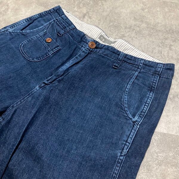 【mc.apache】エムシーアパッシュ DENIM HARVEST PANTS ライトオンスデニムパンツ Sサイズ ブルー