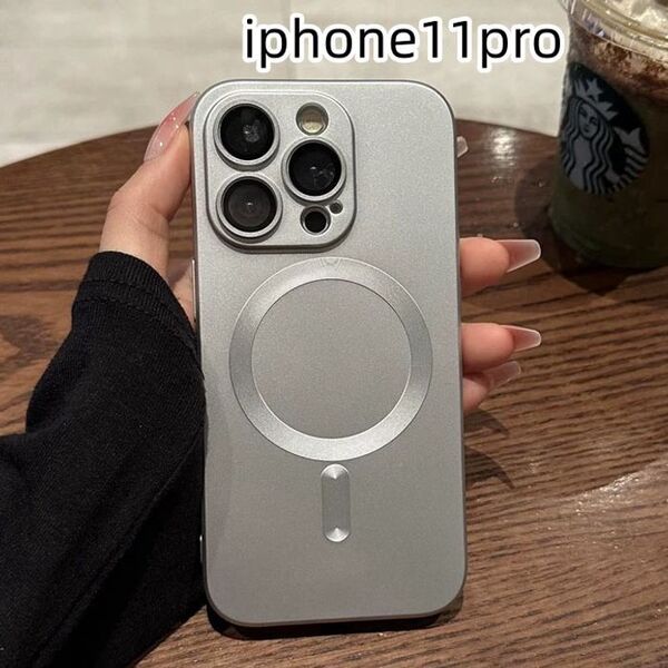 iphone11proケース カーバー スタンド付き 透明 軽量耐衝撃 シルバー
