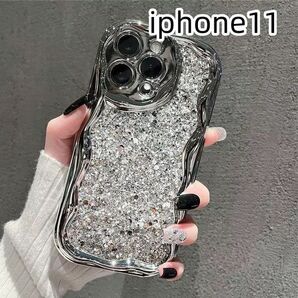 iphone11ケース カーバー キラキラ お洒落軽量耐衝撃 シルバー