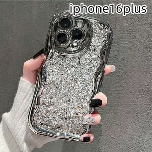 iphone16plusケース カーバー キラキラ お洒落軽量耐衝撃 シルバー