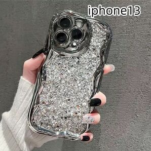 iphone13ケース カーバー キラキラ お洒落軽量耐衝撃 シルバー