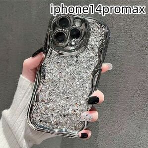 iphone14promxケース カーバー キラキラ お洒落軽量耐衝撃 シルバー