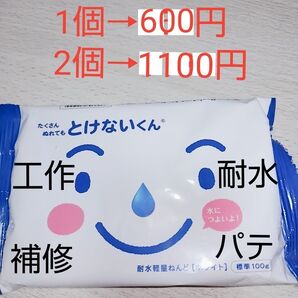 とけないくん 耐水軽量ねんど ホワイト 100g 未使用 工作 アクセサリー コースター ガーデニングプレート パテ 補修 穴埋め