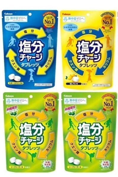 3種【4袋セット】塩分チャージタブレッツ 81g カバヤ 沖縄限定 シークヮーサー味 スポーツドリンク味 塩レモン味セット
