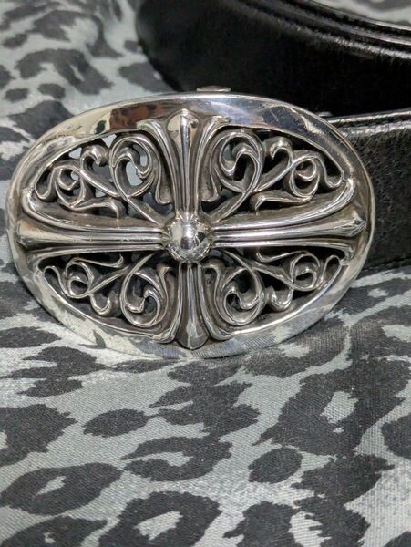 正規品 CHROME HEARTS クロムハーツ スモールクラシックオーバルバックル 32インチ ベルトストラップ セット