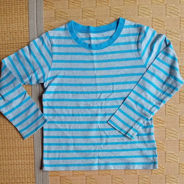 ボーダー 長袖Tシャツ 120cm グレー 水色