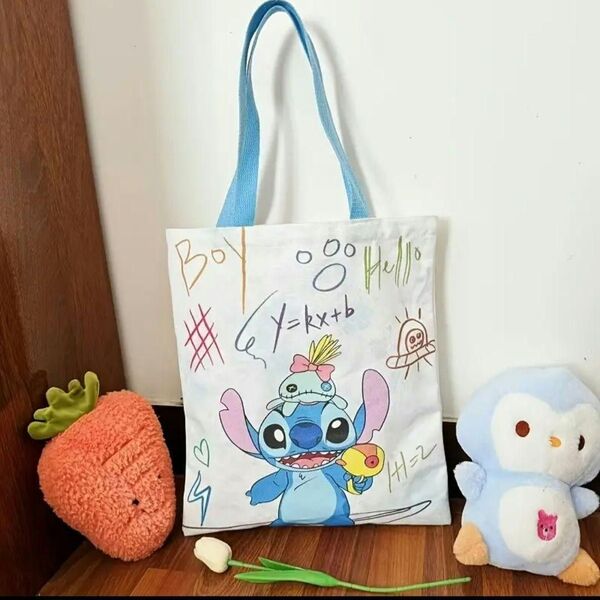 ディズニー スティッチ&リロ キャンバストートバッグ - スカイブルー