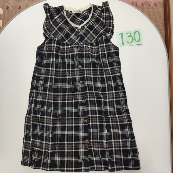 ノースリーブ ワンピース130 チェック子供服女の子キッズガールズ
