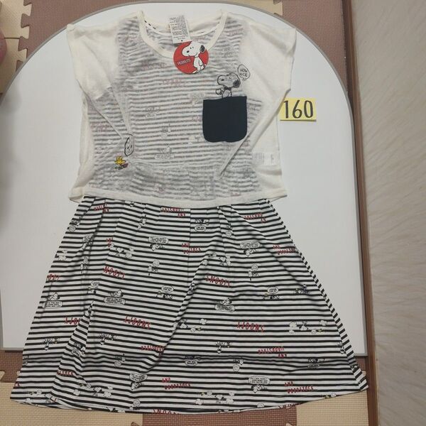 スヌーピー ワンピース160 キッズガールズ子供服 女の子
