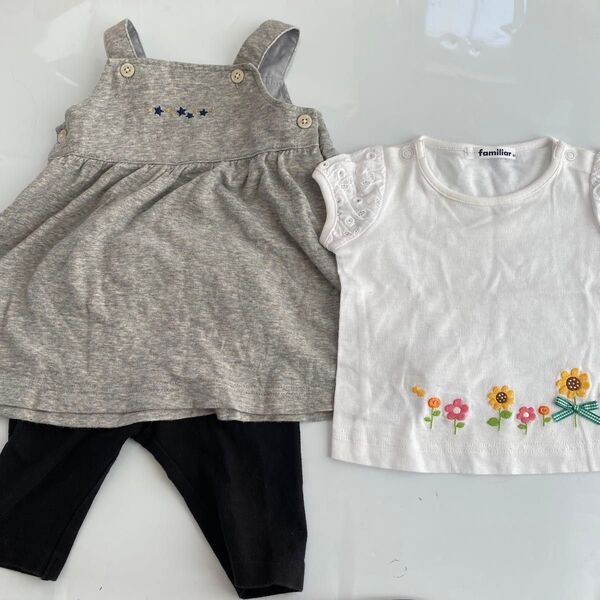 ファミリア ワンピース Tシャツ 刺繍 ユニクロ 80 familiar