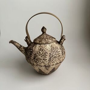 陶芸作家山本雅彦氏作 白泥文土瓶