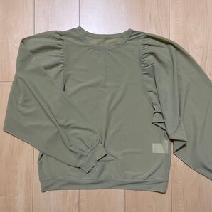 シースルートップス くすみグリーン ドルマン 長袖