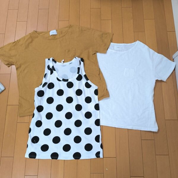 再値下げ FIRST 半袖Tシャツとドット柄タンクトップセット