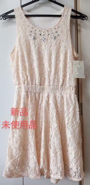 新品未使用品 ワンピース レース ノースリーブ 淡いピンク M