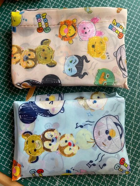 在庫処分!二枚セット!新品 大容量 折り畳み可愛い頑丈エコバッグ