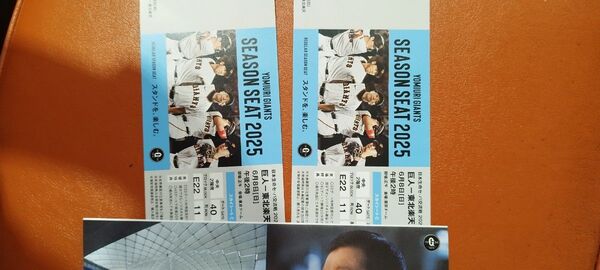 2枚セット 読売ジャイアンツ シーズンシート2025 巨人vs楽天 東京ドーム ペアチケット