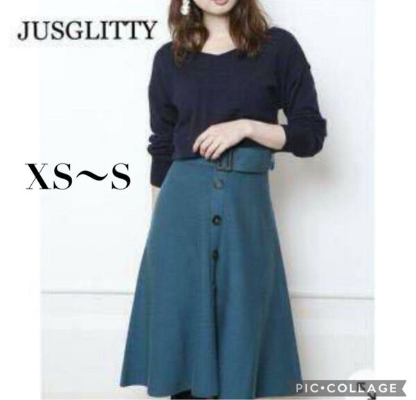 新品タグ付 未使用 JUSGLITTY ジャスグリッティ ドッキングワンピース Sサイズ ネイビー グリーン 定価21,000円