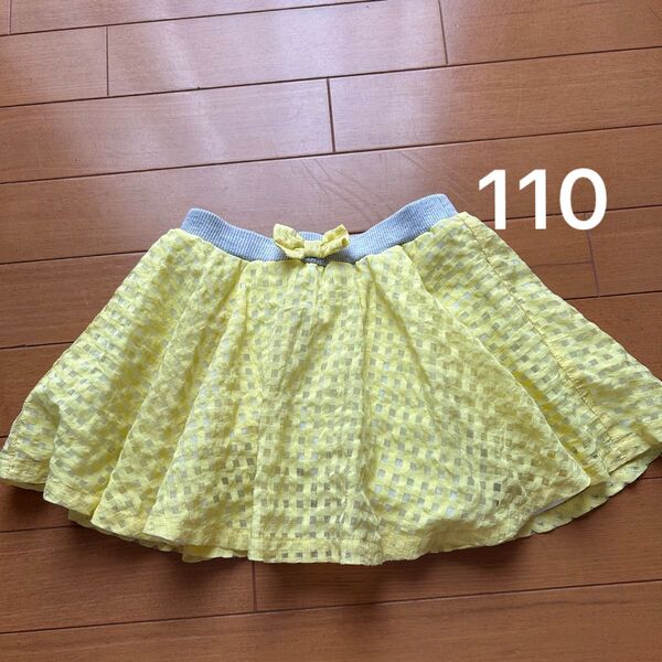 スカート 110 黄色 シフォン チェック 女の子 夏服