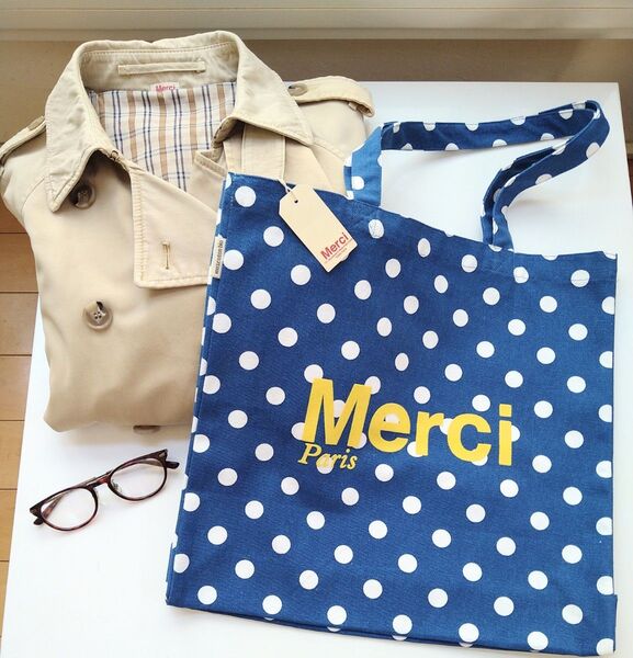 【Merci Paris】最新水玉トートバッグ&オリジナルトレンチコート(お洒落パリファッション2点セット)