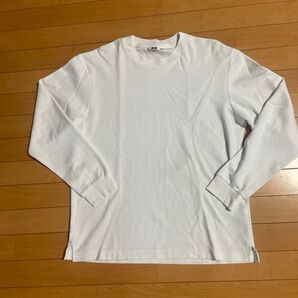 ユニクロ エアリズムコットンクルーネック Tシャツ 長袖 UNIQLO カットソー ホワイト L