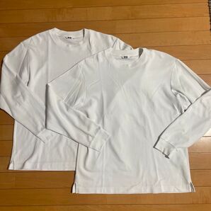 ユニクロ エアリズムコットンTシャツ エアリズムコットンクルーネックT 長袖 ロンT ホワイト 長袖Tシャツ L