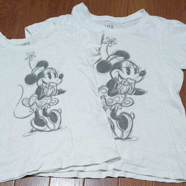 ユニクロ ミニーマウス Tシャツ 2枚セット110 130 姉妹 お揃い