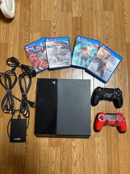 PS4 本体+コントローラー+外付けHDD(1TB)+ソフト4本セット