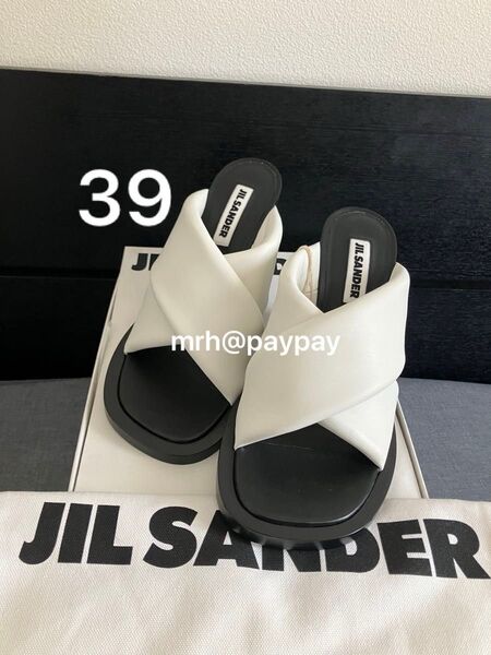 ジルサンダー サンダル ミュール ヒール ホワイト ブラック jilsander パデッド パデット クロスレザー レザー