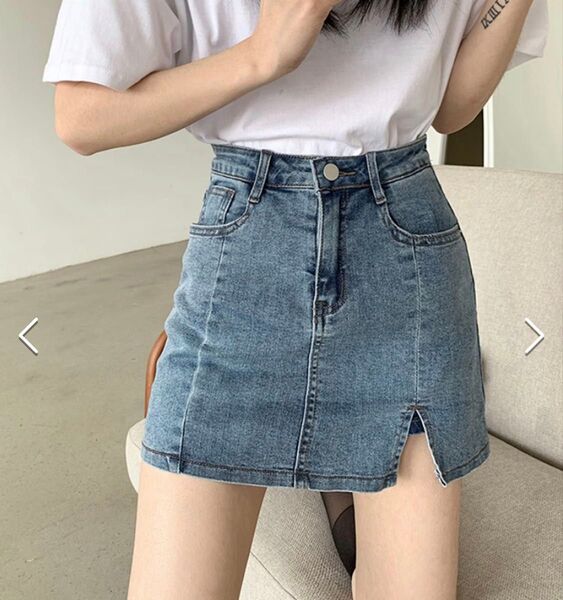 【ラスト1点♪】 ミニスカート デニム スカート ブルー inパンツ スリット入り デニムスカート セクシー カジュアル