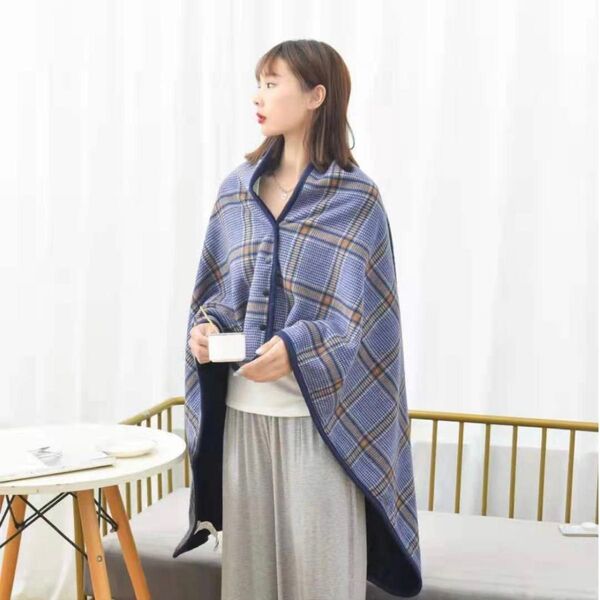【新品】ブランケット ボタン付き ひざ掛け 4way ポンチョ風 ボレロ風 巻きスカート風 冷房対策 洗濯可 丸洗いOK