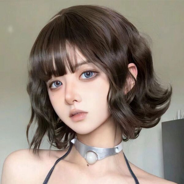 【新品】ウィッグ フルウィッグ ボブ ブラックブラウン ウェーブ コスプレ イメチェン 自然 かつら