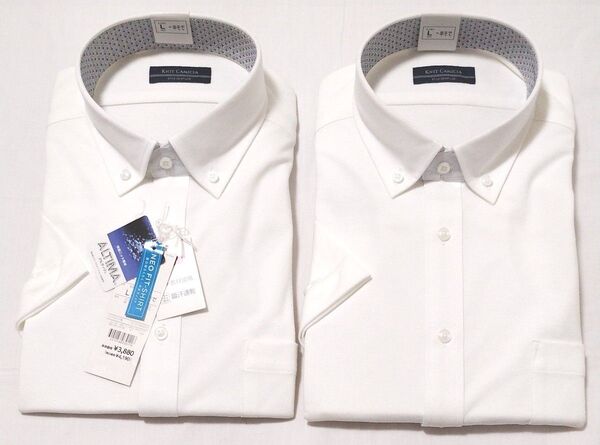 トップバリュ KNIT CAMICIA 吸汗速乾メンズニット半そでシャツ えり回りL(41)サイズ未使用品 2着セット